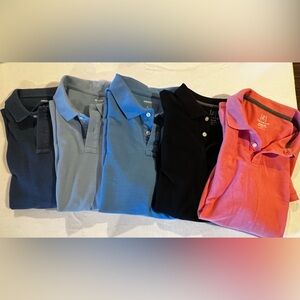 Men's Polo Shirt lot of 5 - Blues Black, Salmon Lot #4